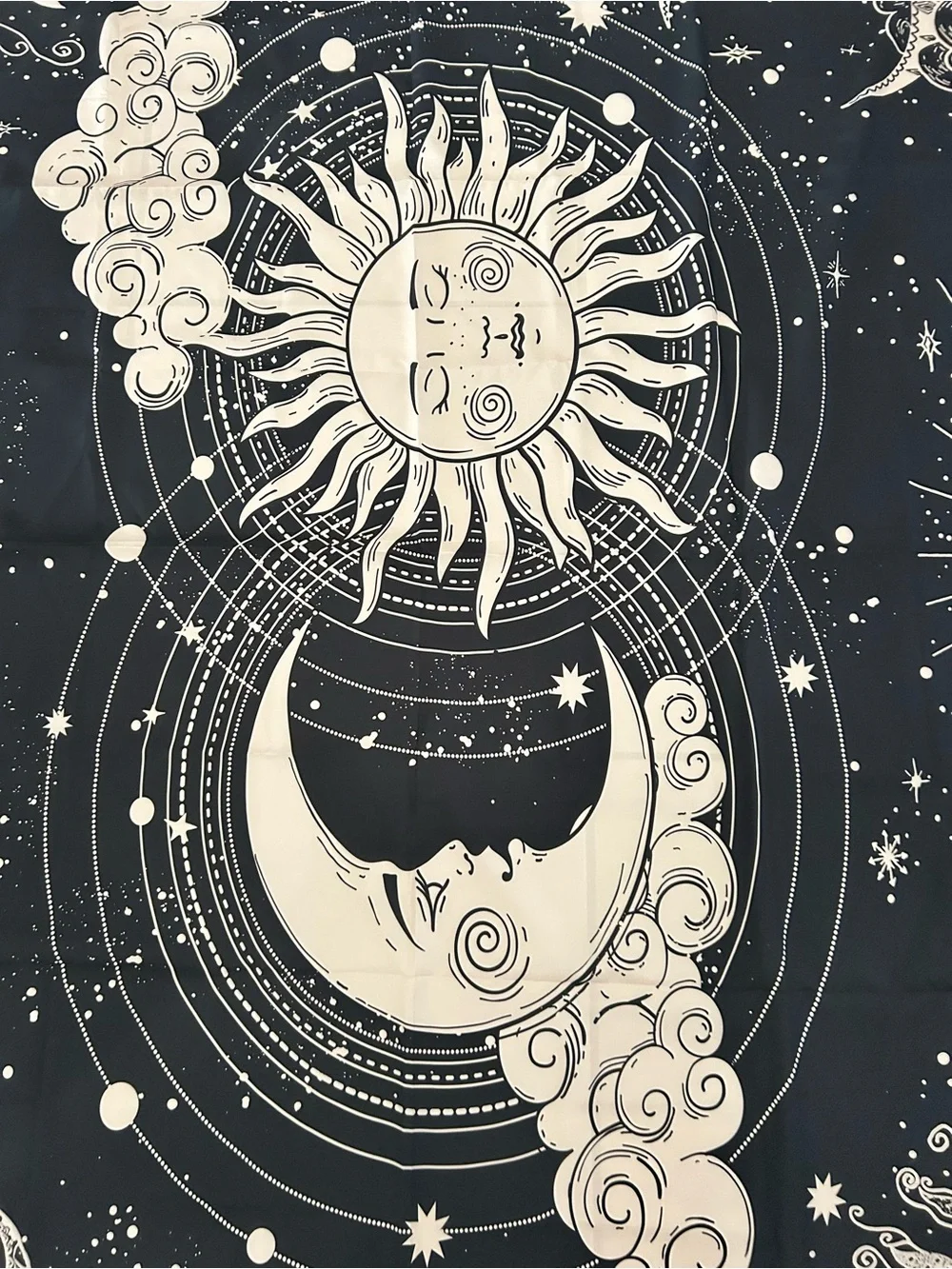 Celestial Sun & Moon Tapestry - Black and Cream